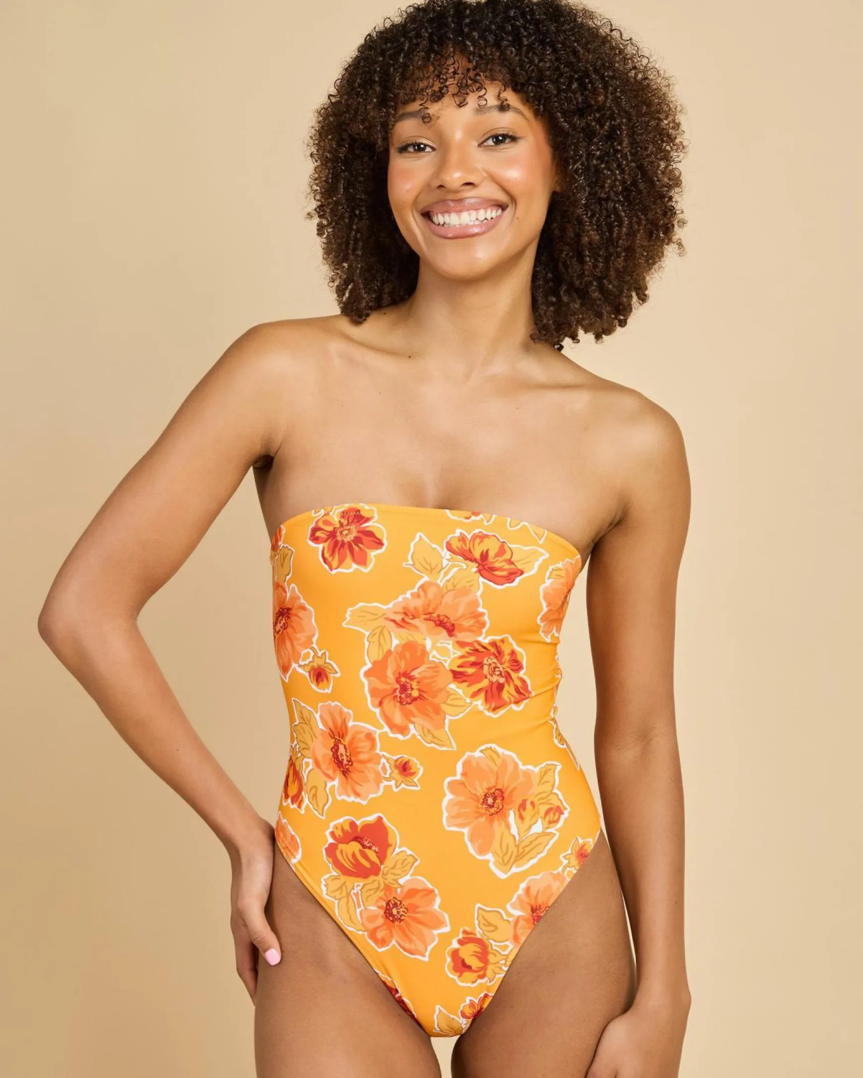 Ayla Floral Strapless One Piece Swimsuit
