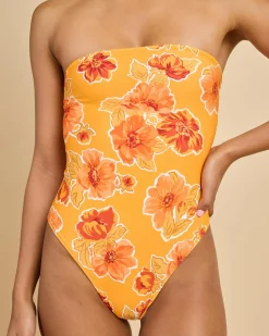 Ayla Floral Strapless One Piece Swimsuit