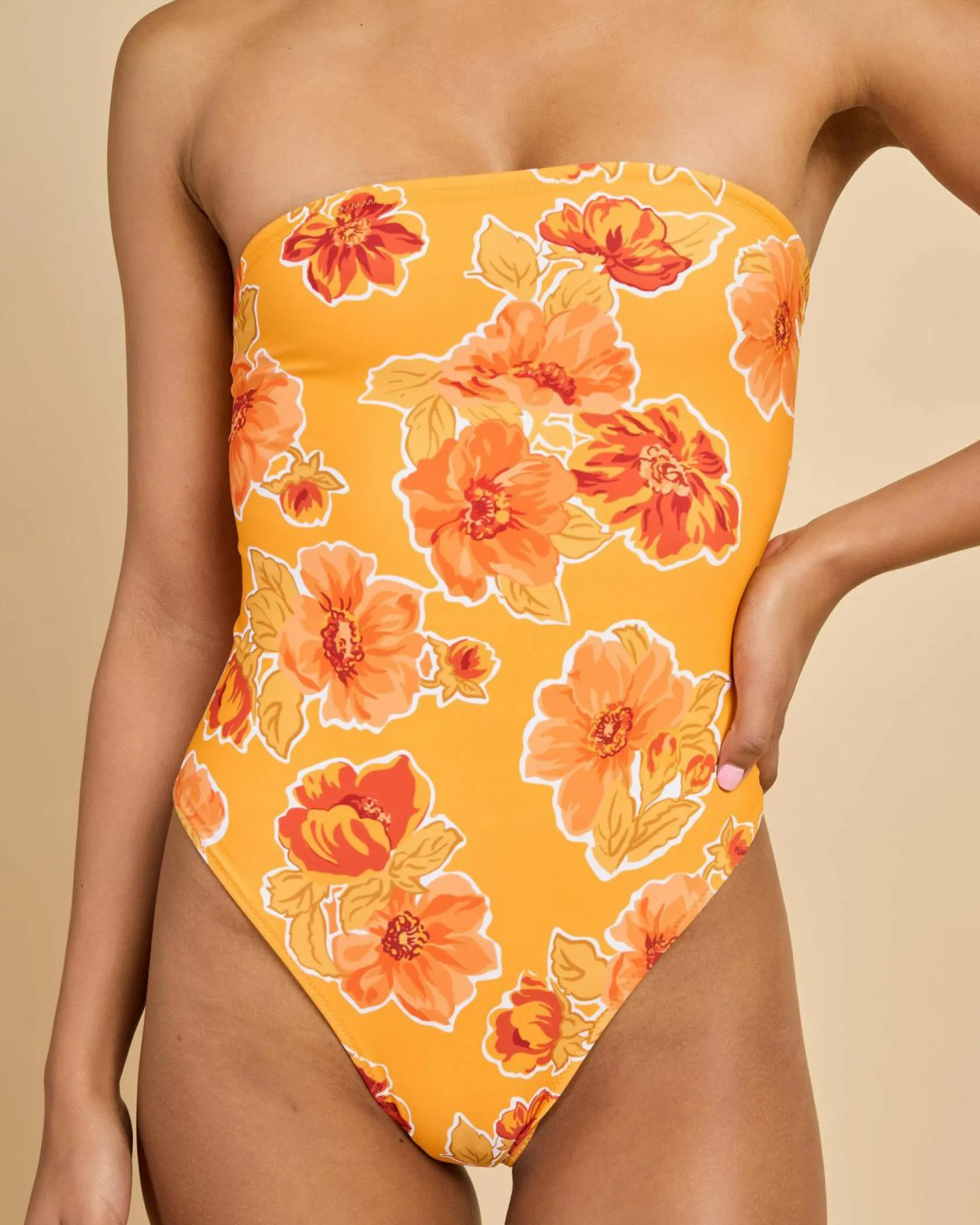 Ayla Floral Strapless One Piece Swimsuit