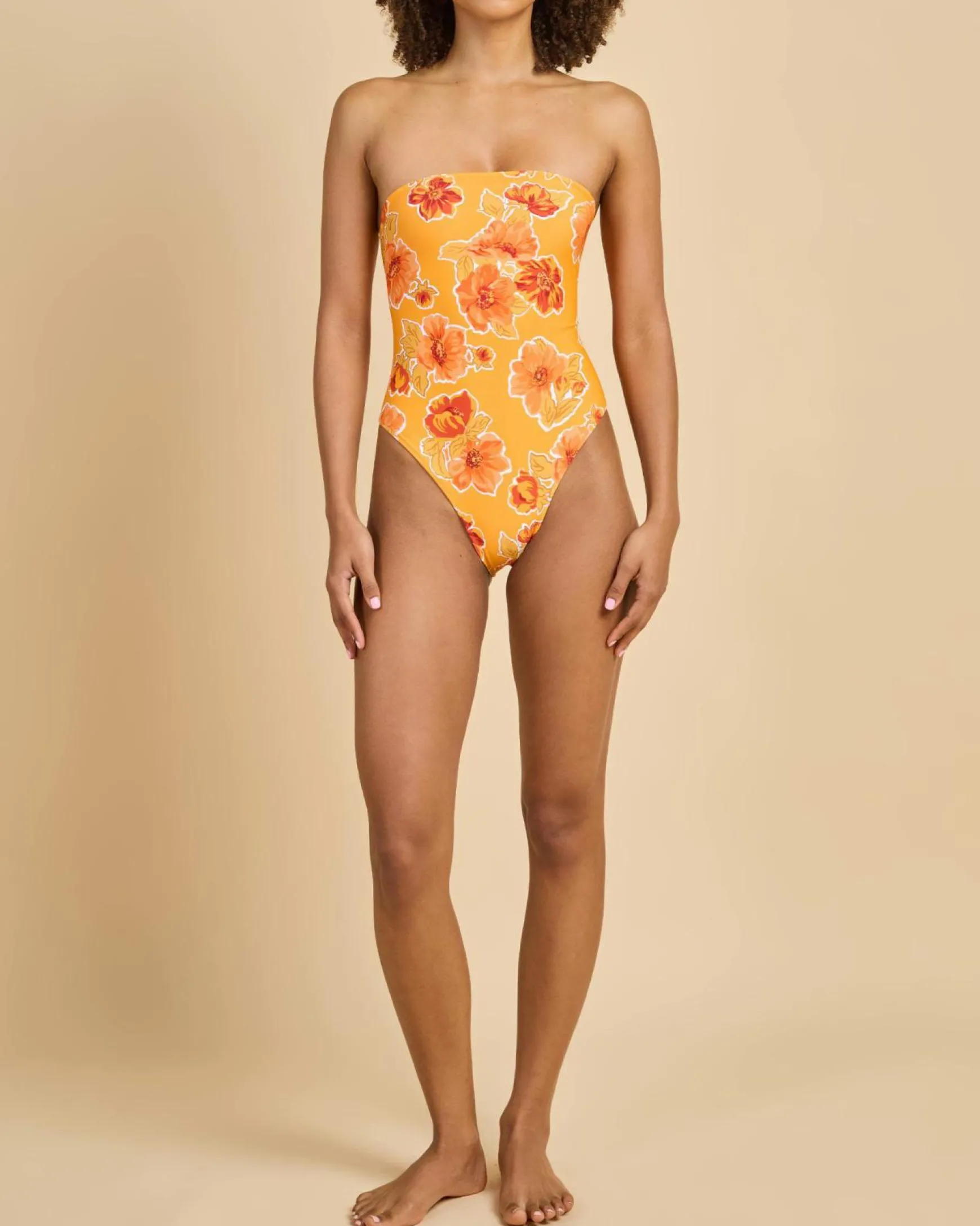 Ayla Floral Strapless One Piece Swimsuit