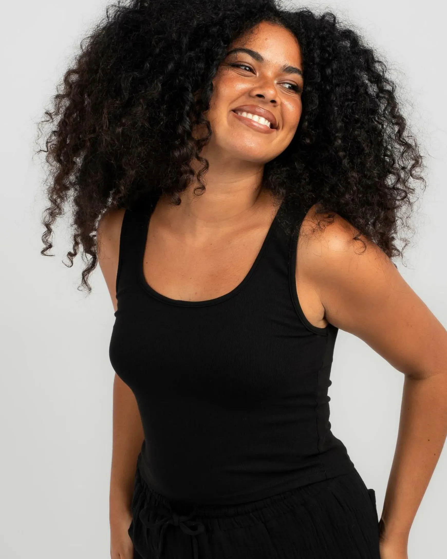 Basic Scoop Neck Rib Tank Top