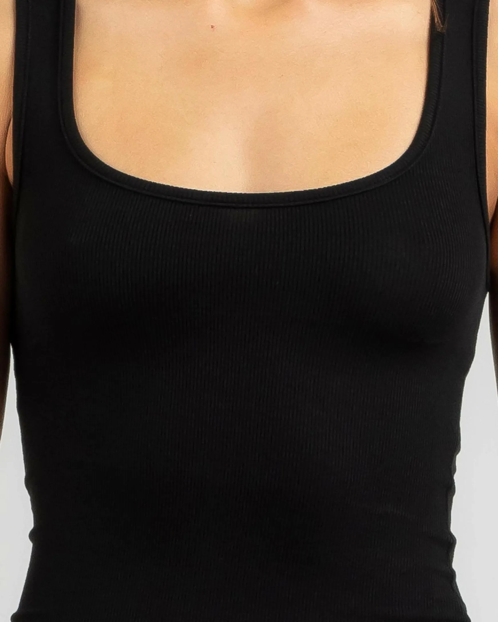 Basic Scoop Neck Rib Tank Top