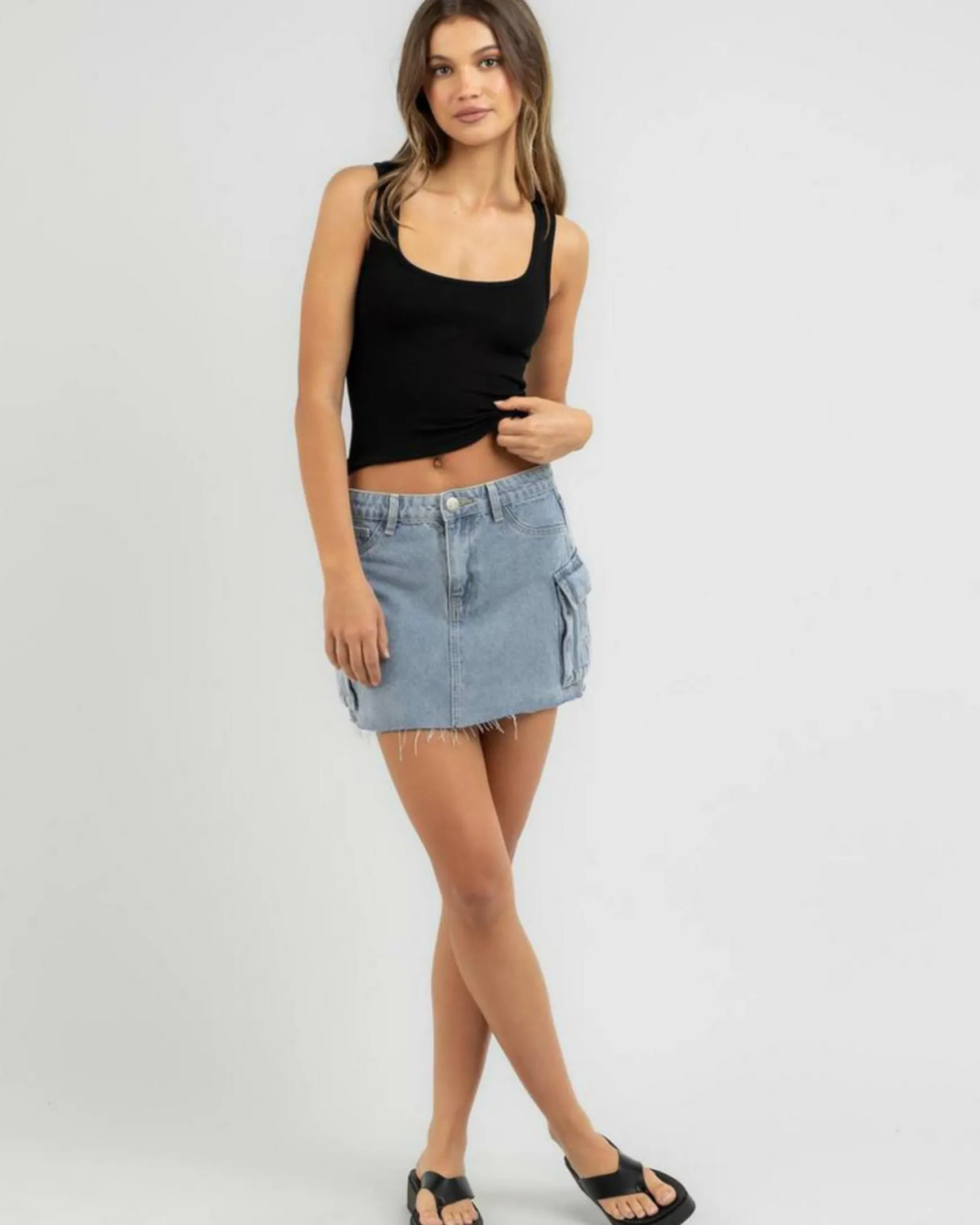 Basic Scoop Neck Rib Tank Top