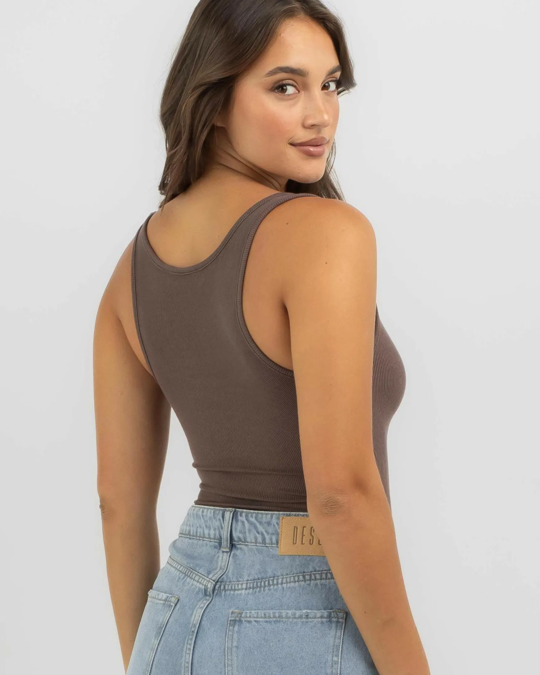 Basic Scoop Neck Rib Tank Top
