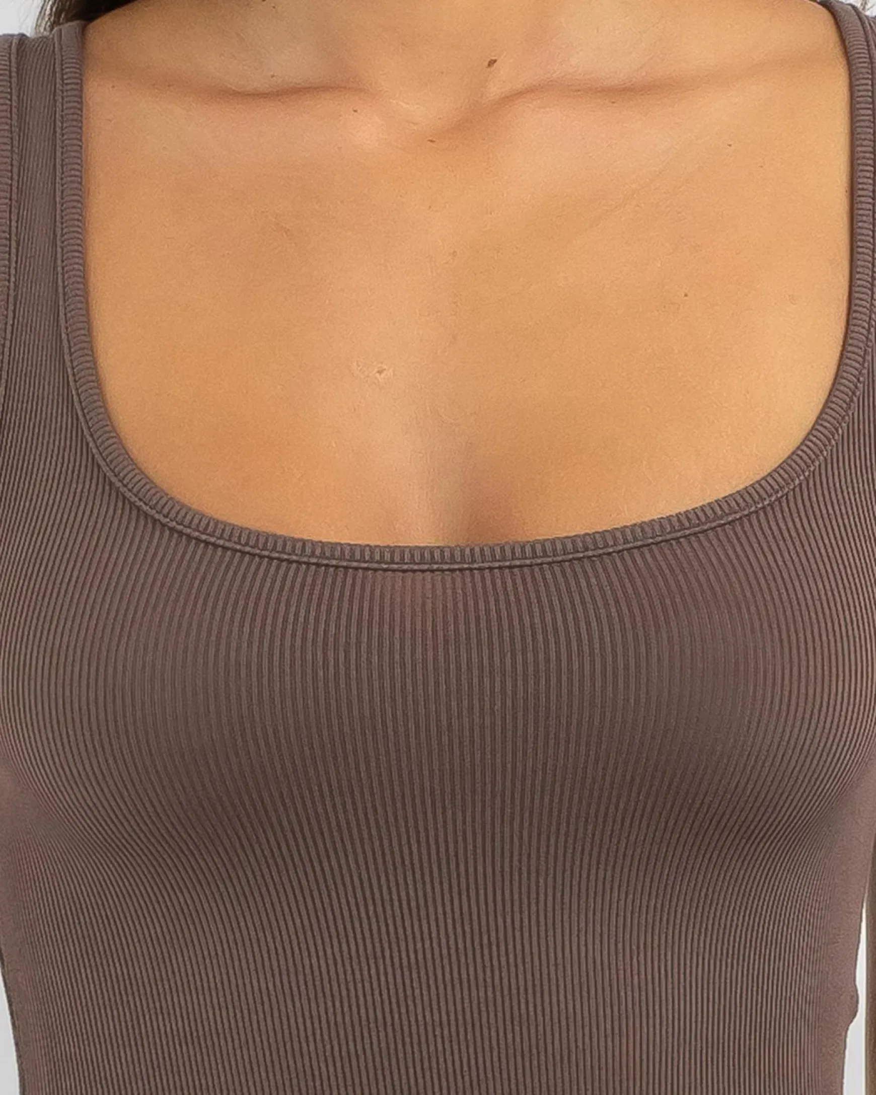Basic Scoop Neck Rib Tank Top