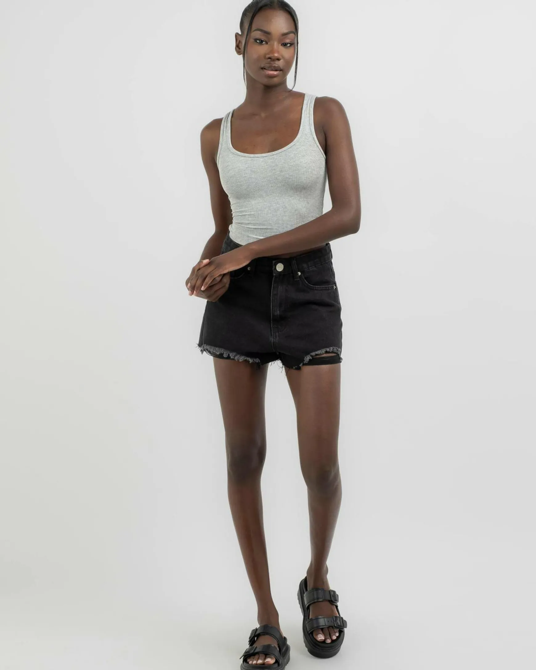 Basic Scoop Neck Rib Tank Top