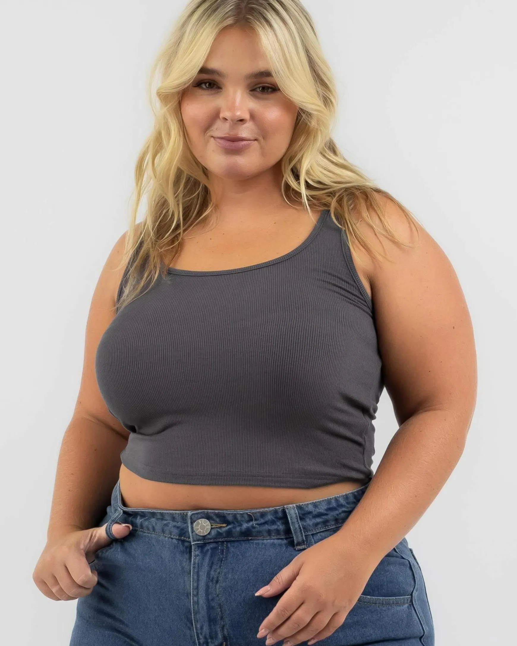 Basic Scoop Neck Rib Tank Top