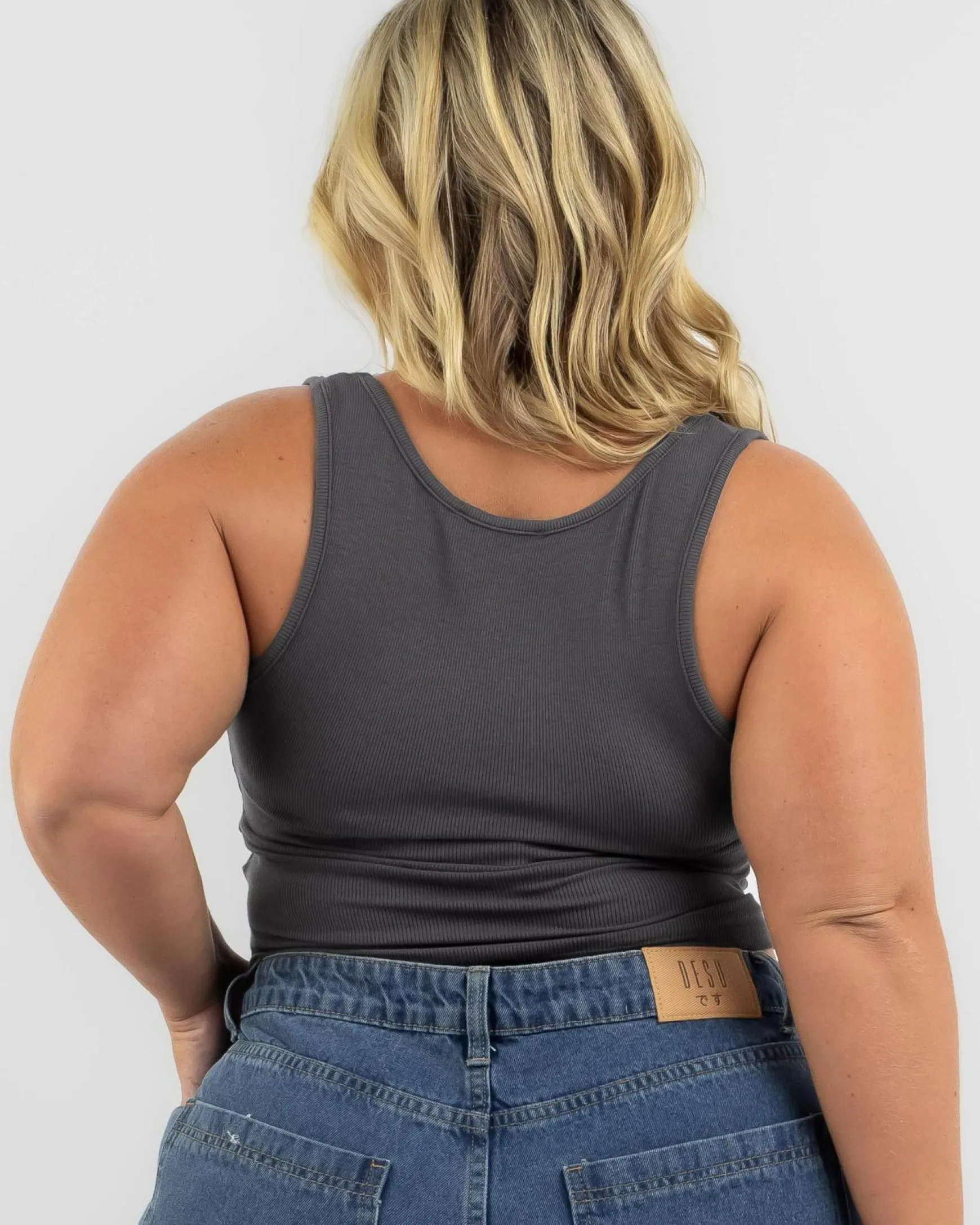 Basic Scoop Neck Rib Tank Top