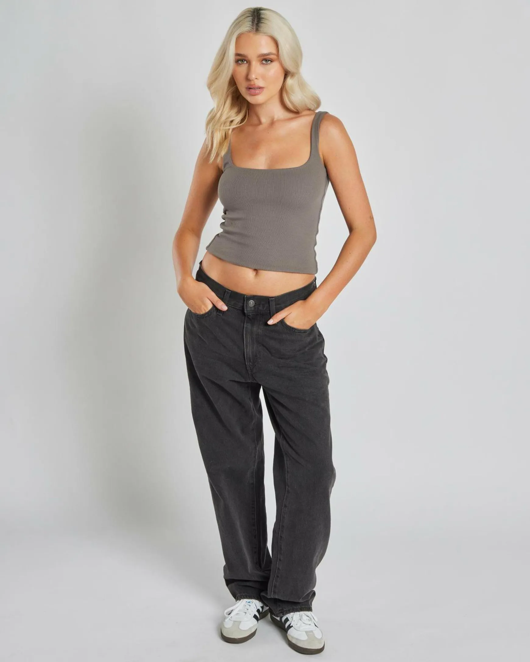 Basic Square Neck Rib Tank Top