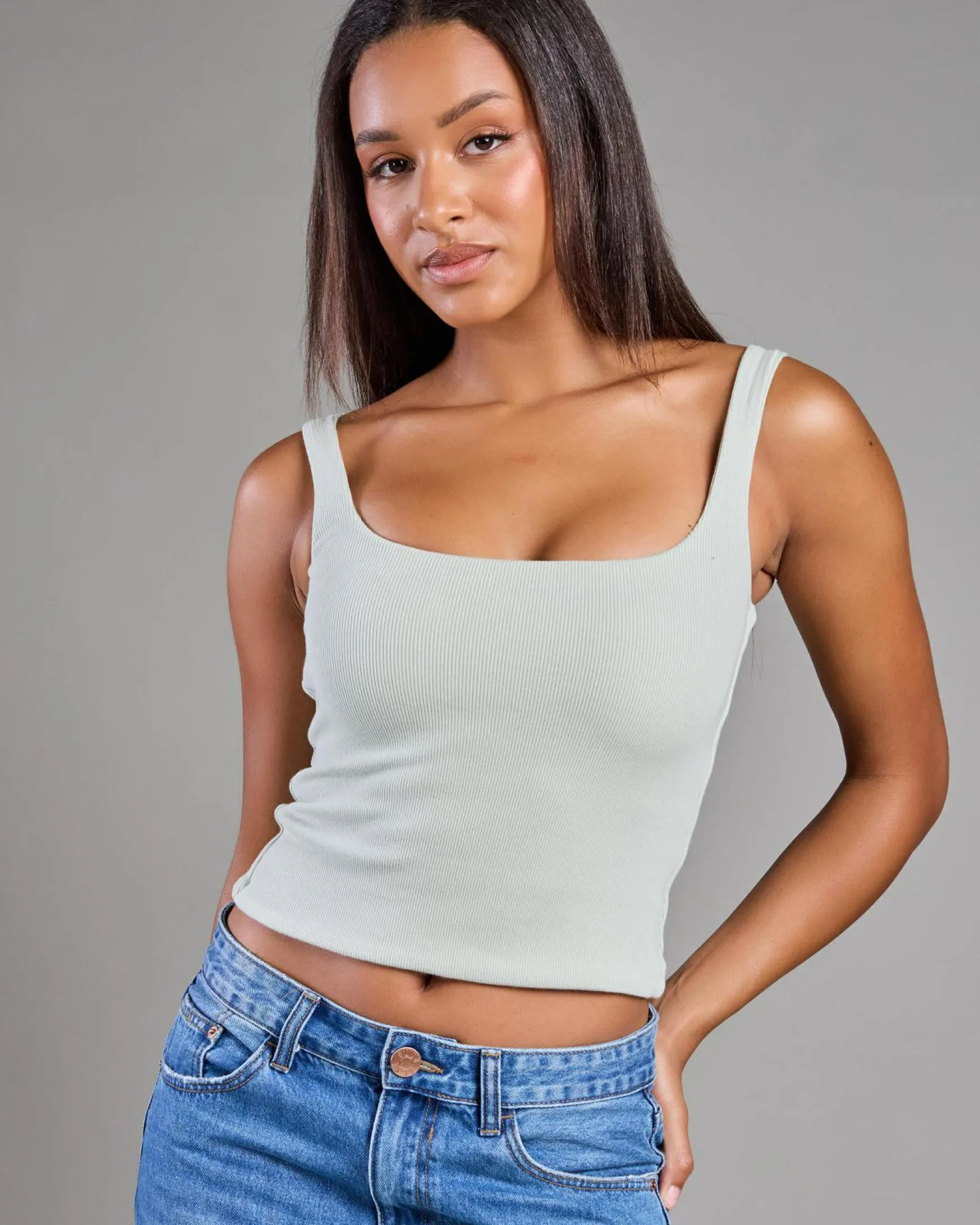 Basic Square Neck Rib Tank Top