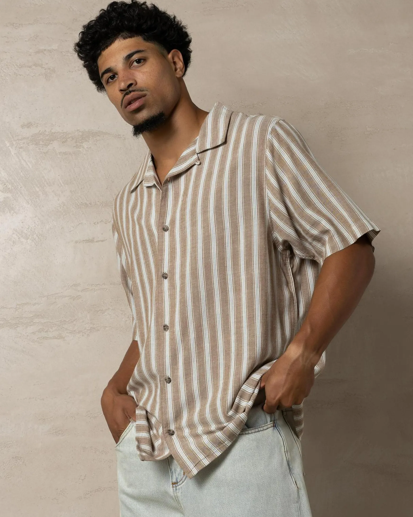 Beat Stripe Vintage Short Sleeve Shirt