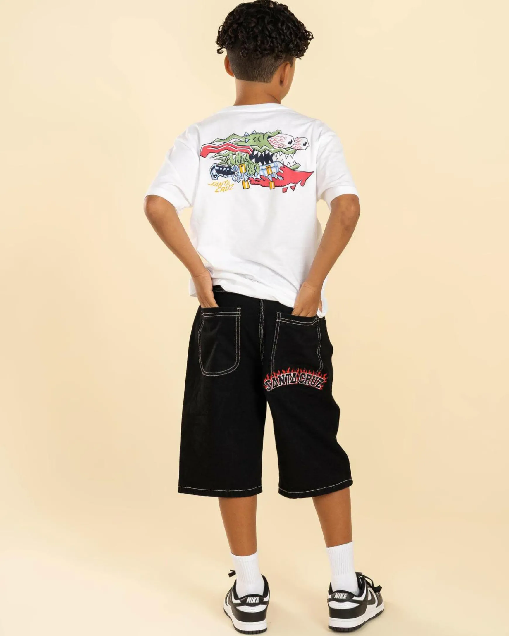 Boys' Flamed Collegiate Arch Denim Shorts