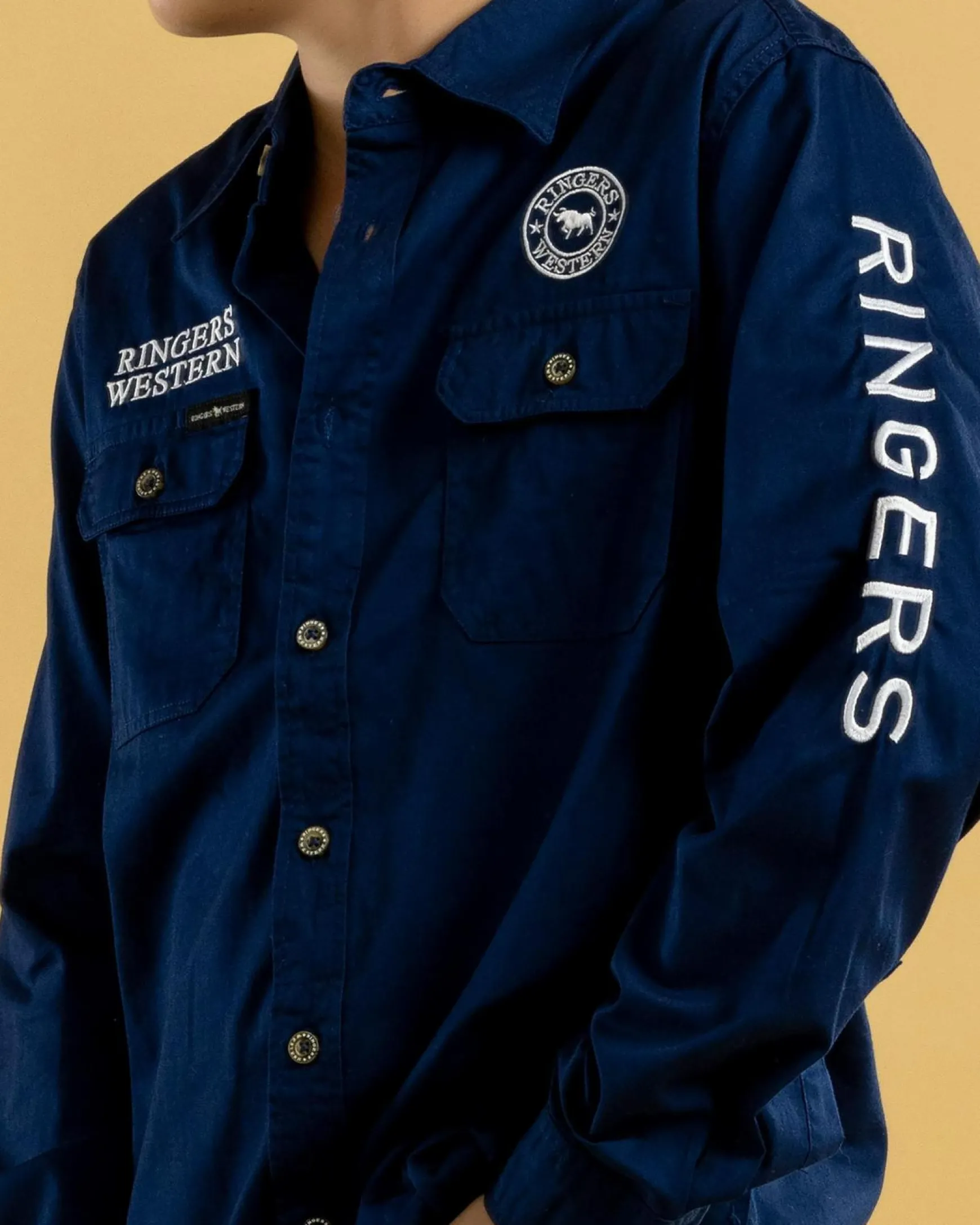 Boys' Jackaroo Full Button Work Long Sleeve Shirt