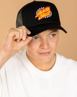 Boys' Oval Check Flame Dot Trucker Cap
