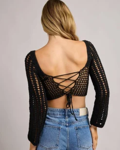 Celine Crochet Corset Long Sleeve Top