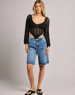 Celine Crochet Corset Long Sleeve Top