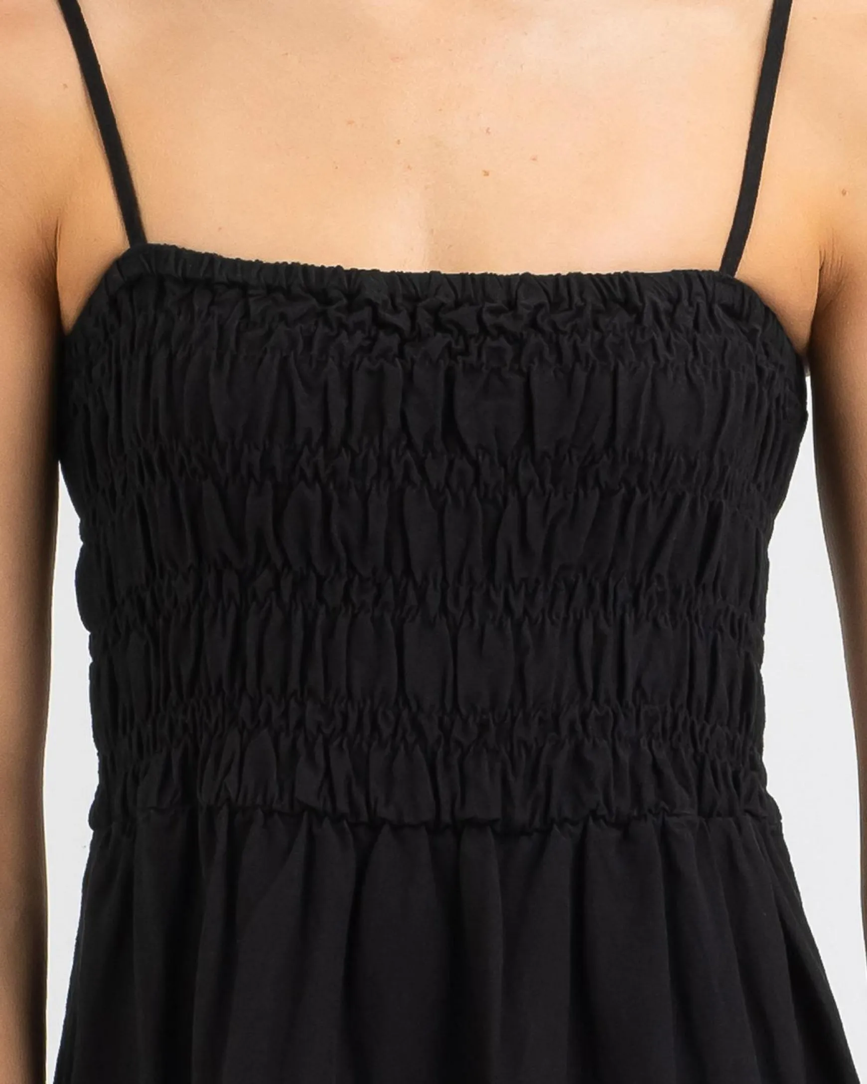 Classic Shirred Midi Dress