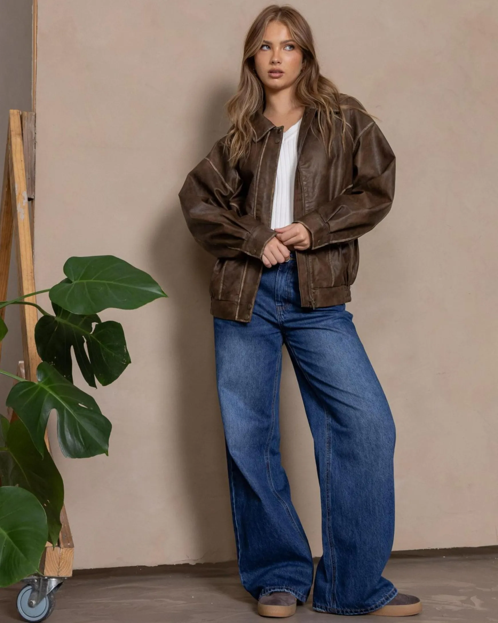 Dakota Faux Leather Bomber Jacket