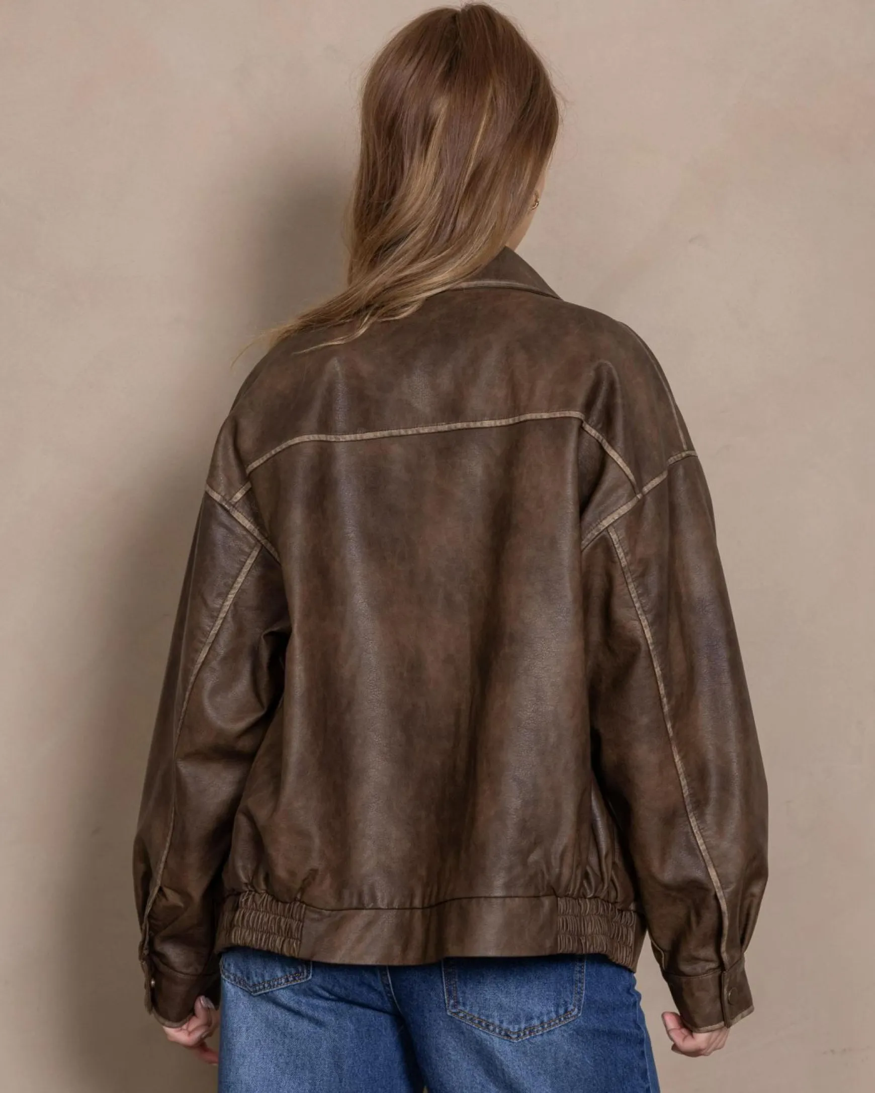 Dakota Faux Leather Bomber Jacket