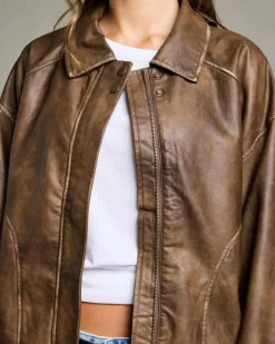 Dakota Faux Leather Bomber Jacket