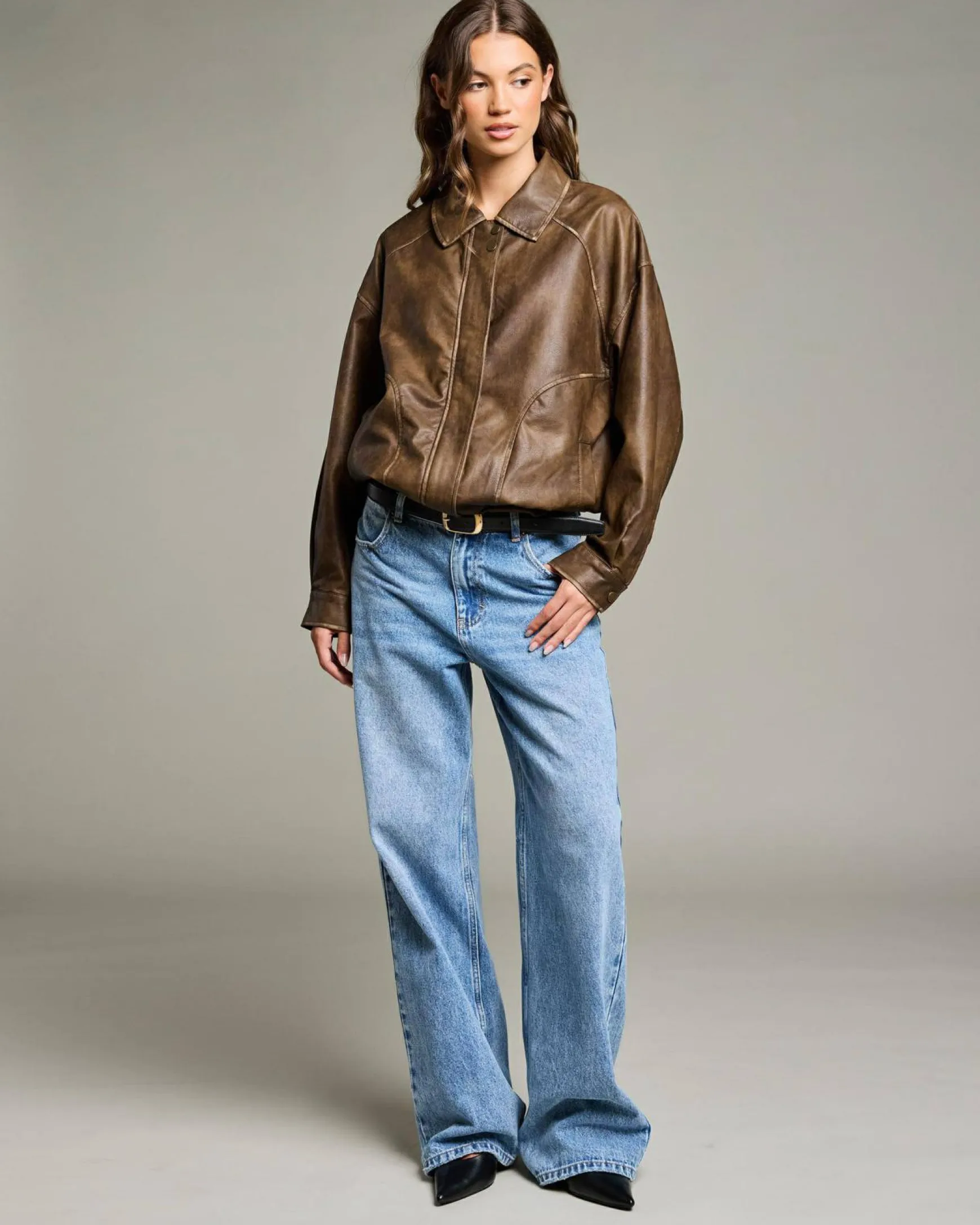 Dakota Faux Leather Bomber Jacket