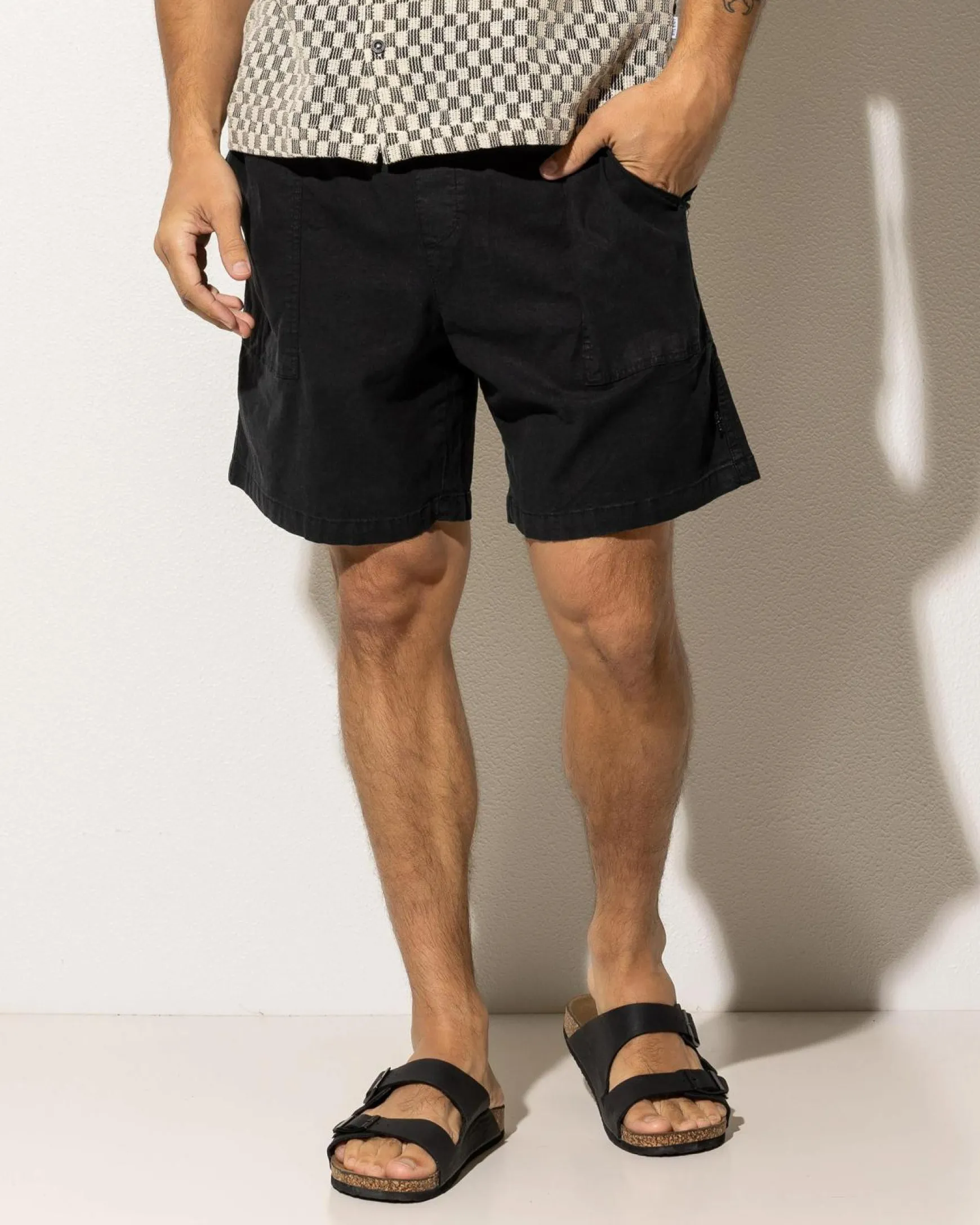 Elastic Patch Pocket Shorts