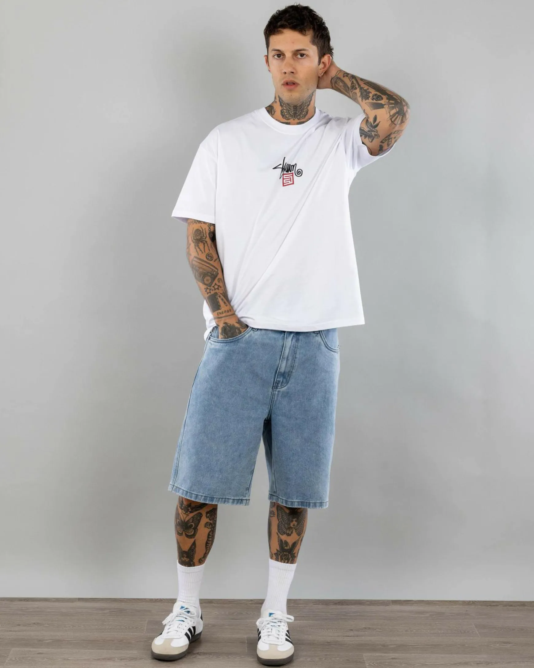 Embroidered Denim Shorts