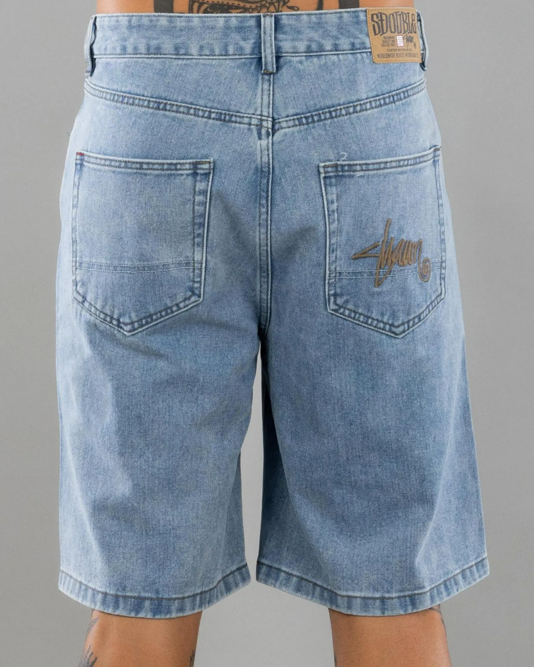 Embroidered Denim Shorts