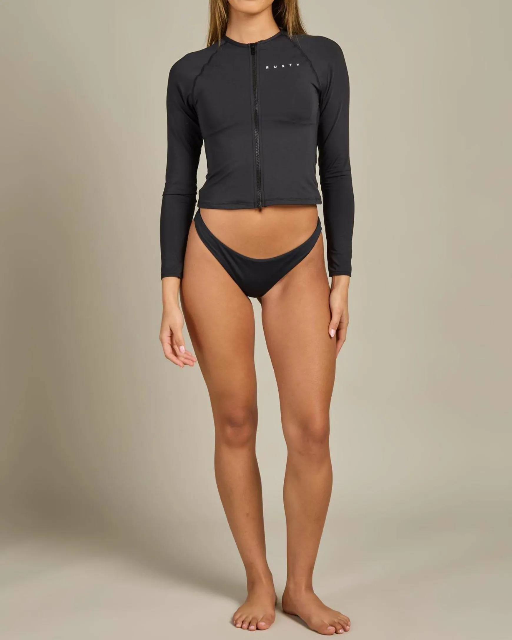 Essentials Zip Through Long Sleeve Rash Vest