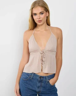 Ezra Double Tie Front Halter Top