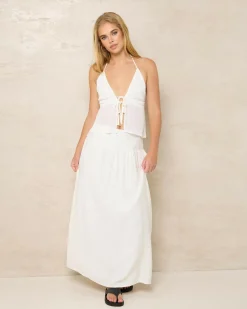 Ezra Double Tie Front Halter Top