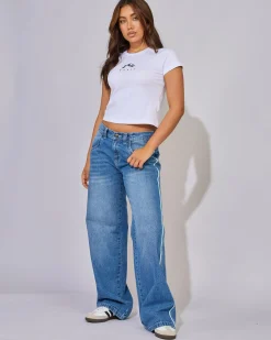 Flip Mommy Low Rise Wide Leg Denim Jeans