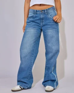 Flip Mommy Low Rise Wide Leg Denim Jeans