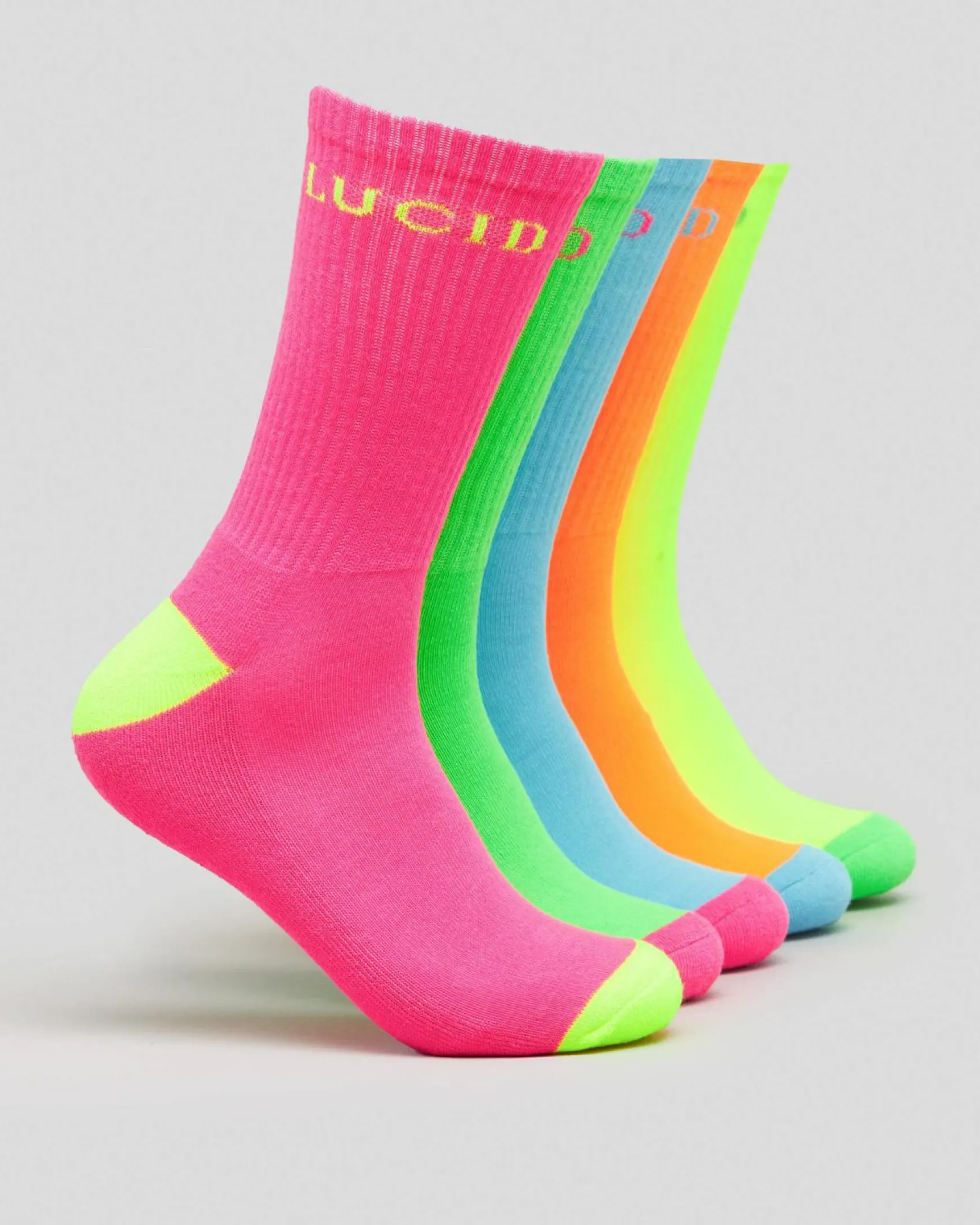 Fluro Crew Socks 5 Pack