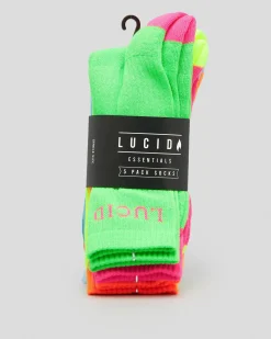 Fluro Crew Socks 5 Pack