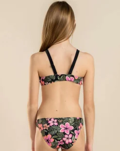 Girls' Active Floral Crop Top Bikini Set