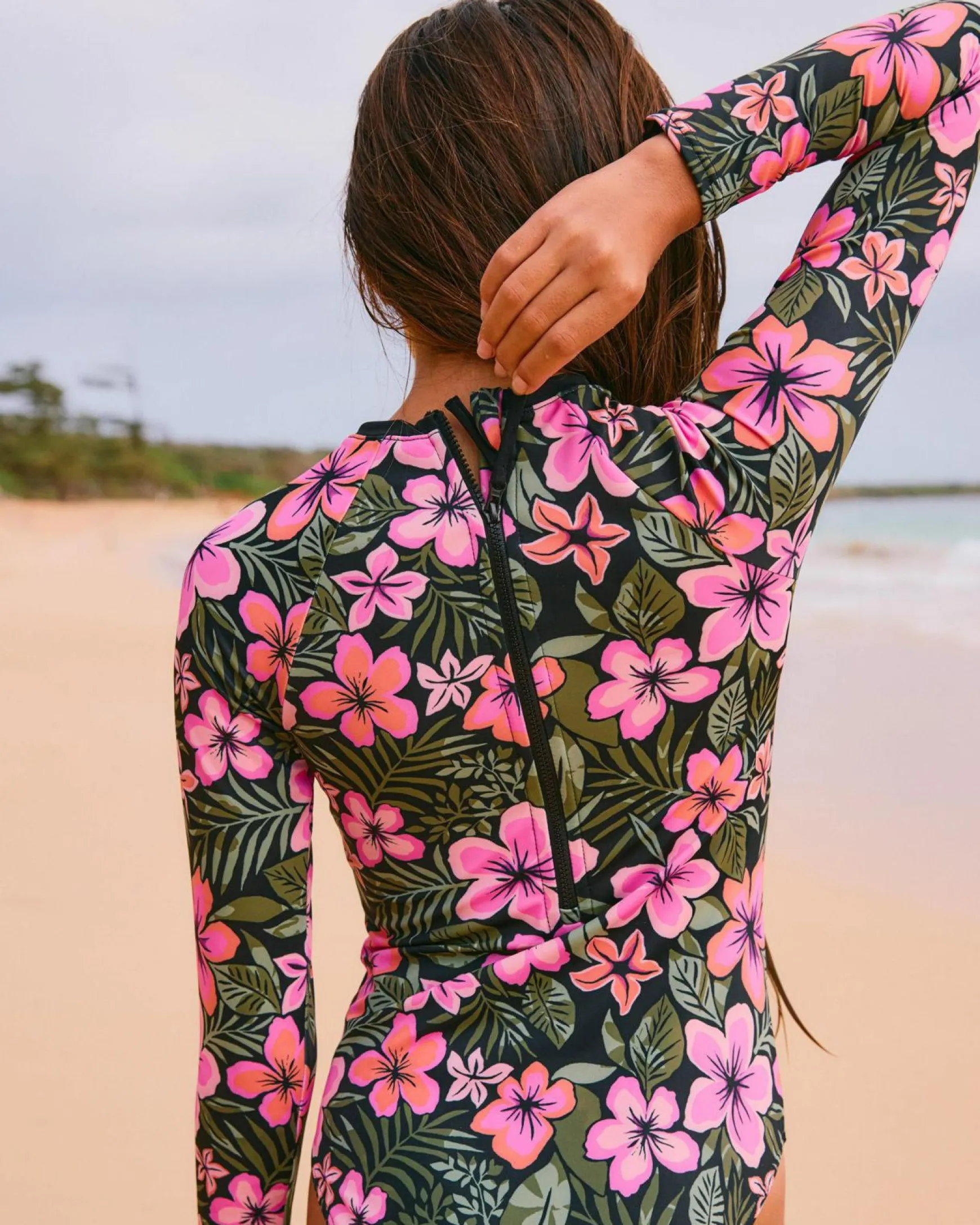 Girls' Active Floral Long Sleeve Surfsuit
