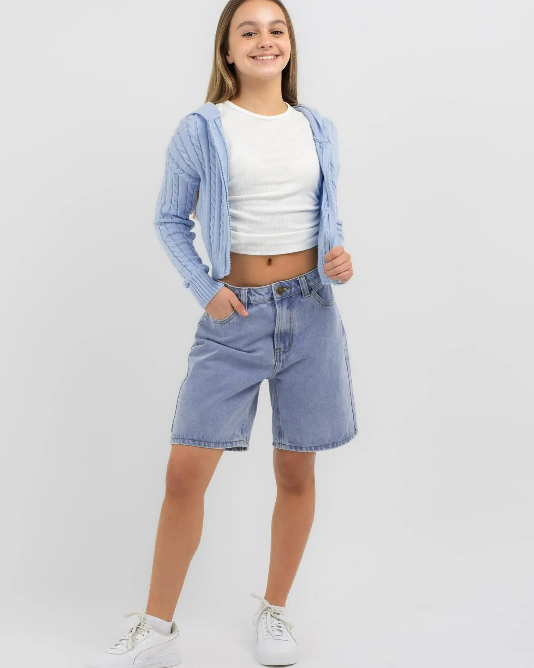 Girls' Bailee Hooded Cable Knit Jumper