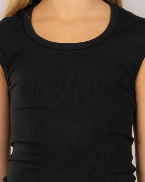 Girls' Basic Rib Scoop Neck Tee