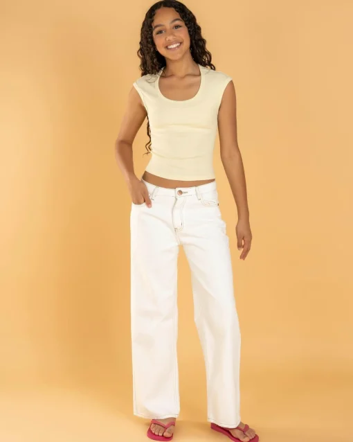 Girls' Basic Rib Scoop Neck Tee