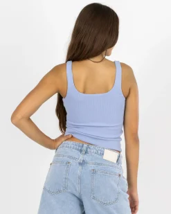 Girls' Basic Square Neck Rib Tank Top