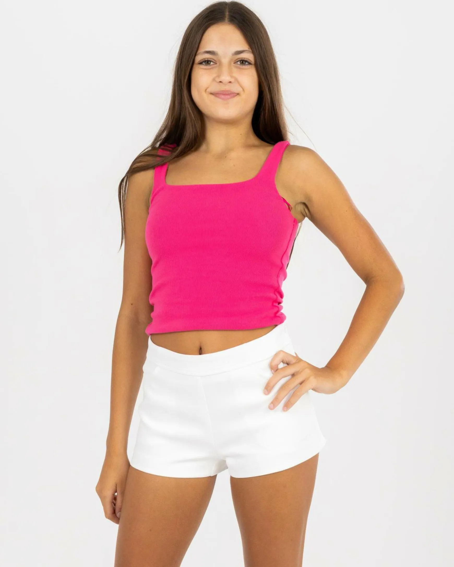 Girls' Basic Square Neck Rib Tank Top