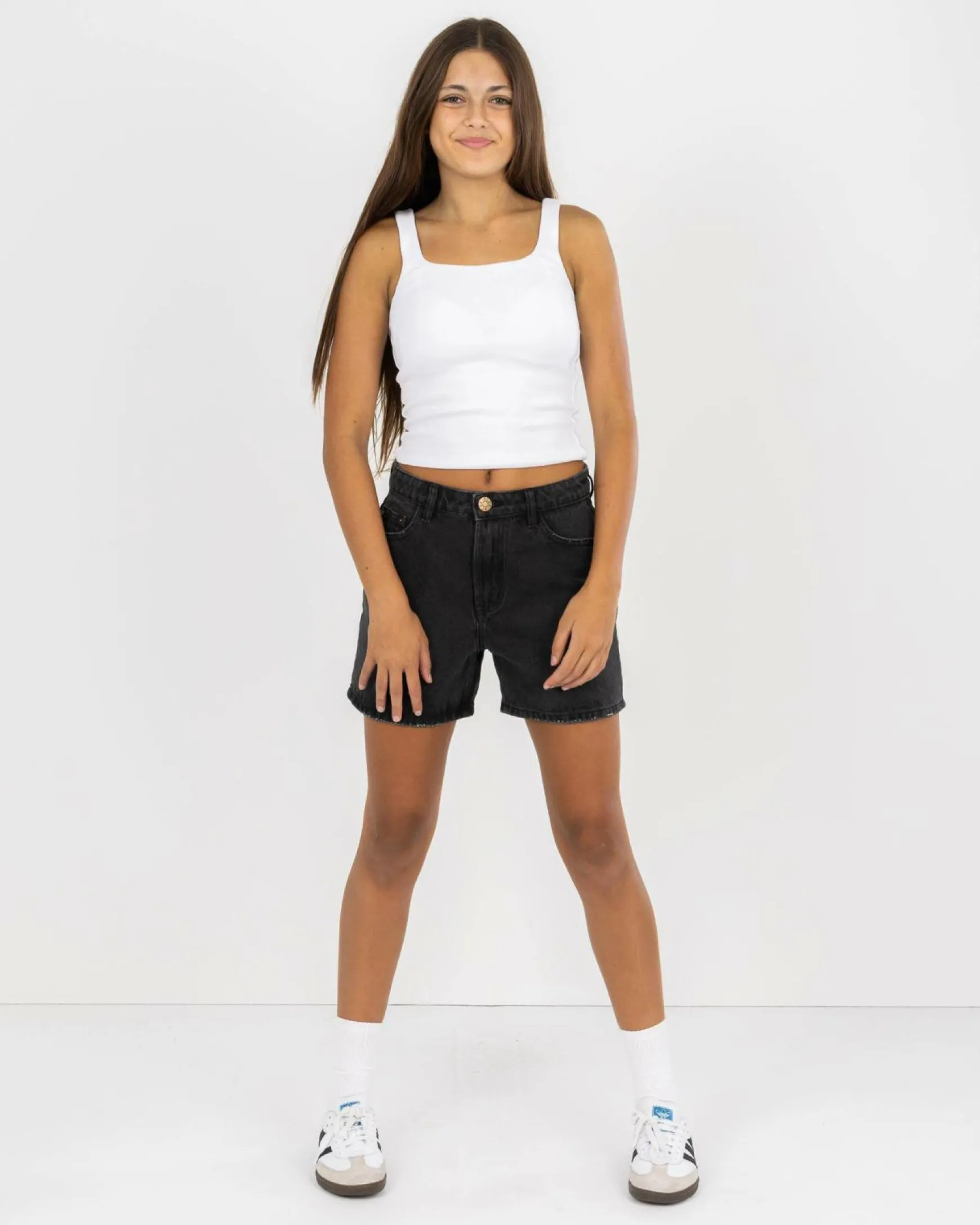 Girls' Basic Square Neck Rib Tank Top