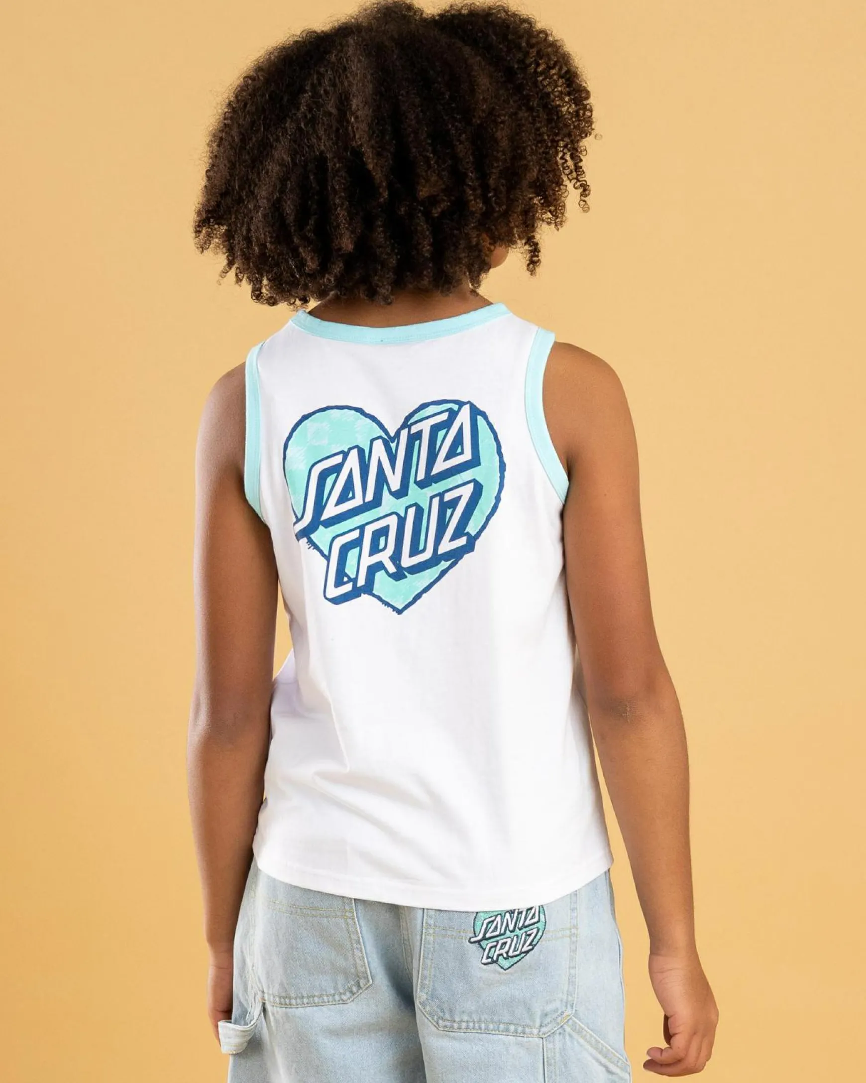 Girls' Checker Heart Stack Centre Tank Top