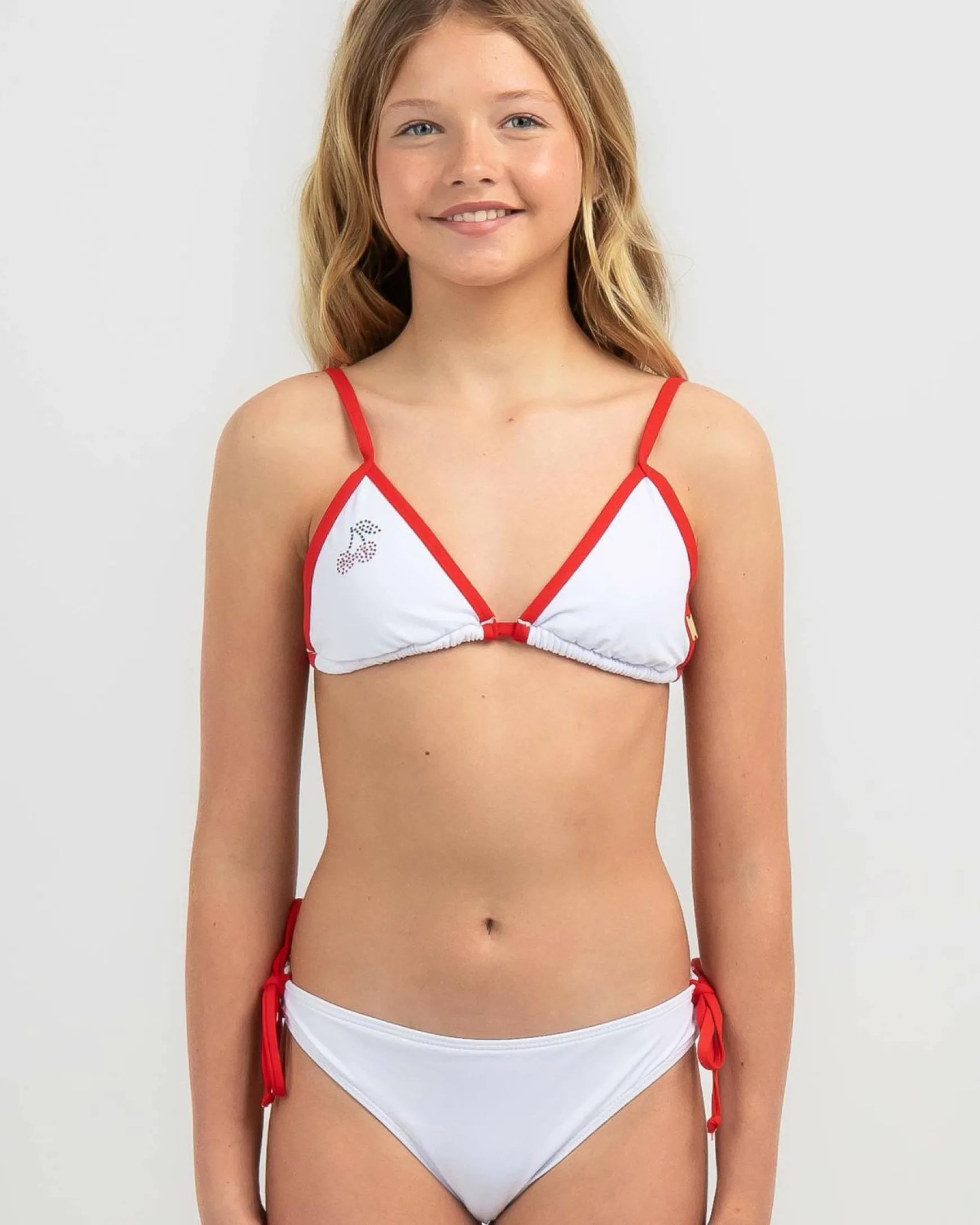 Girls' Cherry Fixed Triangle Bikini Set