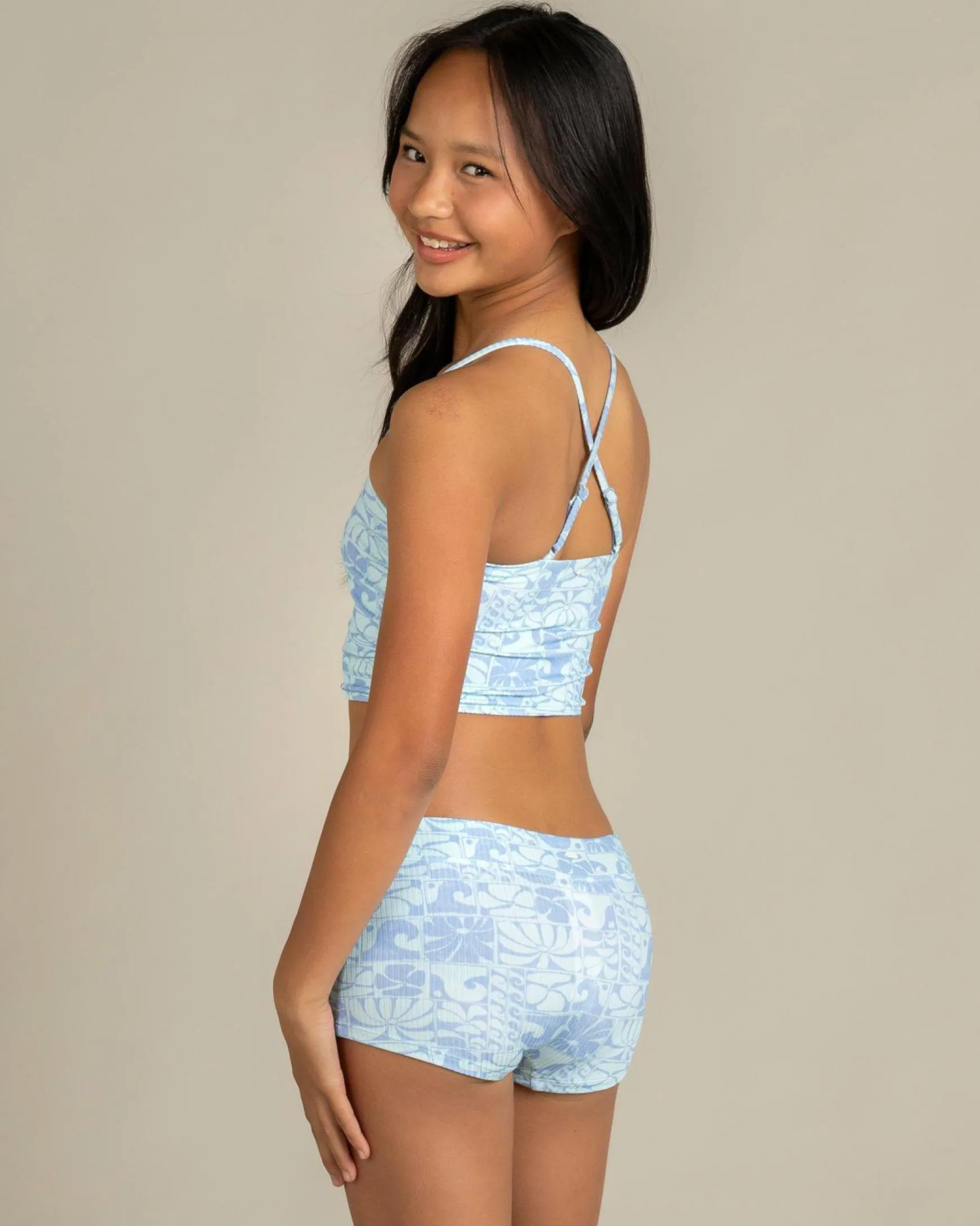 Girls' Oceanic Rib Tankini Set