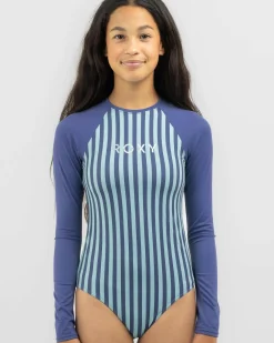Girls' Serenity Stripe Long Sleeve Surfsuit