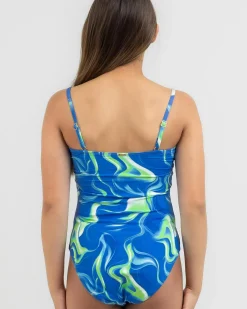 Girls' Smokey Twist One Piece Swimsuit