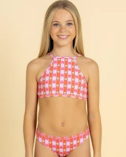 Girls' Sunset Check Rib Bikini Set