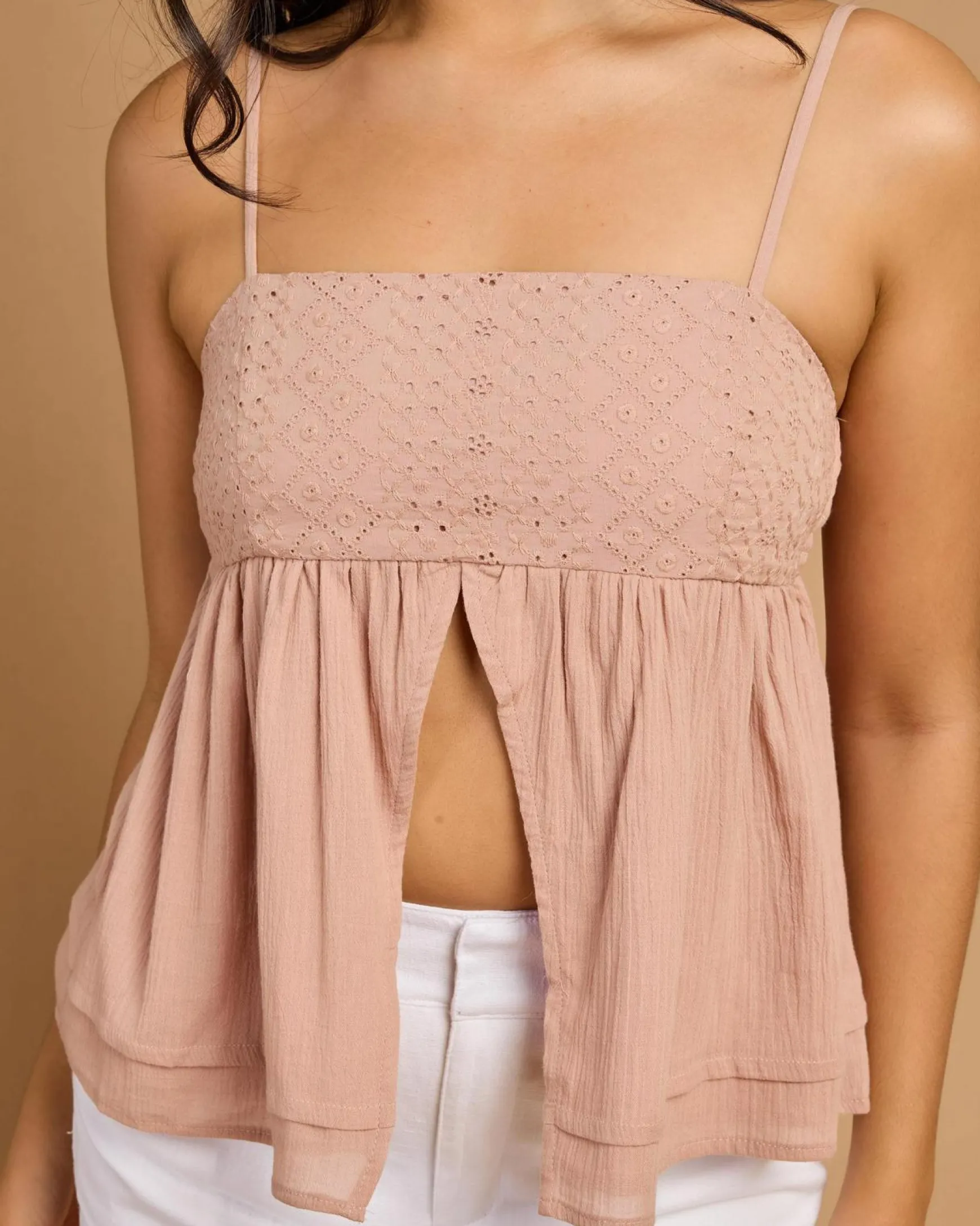 Heather Split Front Top